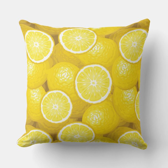 Lemon Pattern 2 Throw Pillow (Front)