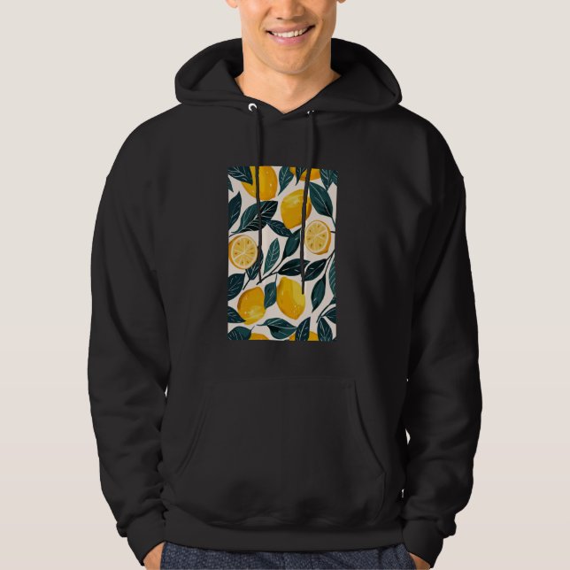 Lemon Pattern Art Minimalist Fruit Hoodie (Front)