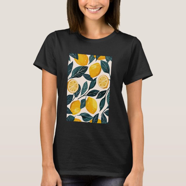 Lemon Pattern Art Minimalist Fruit T-Shirt (Front)