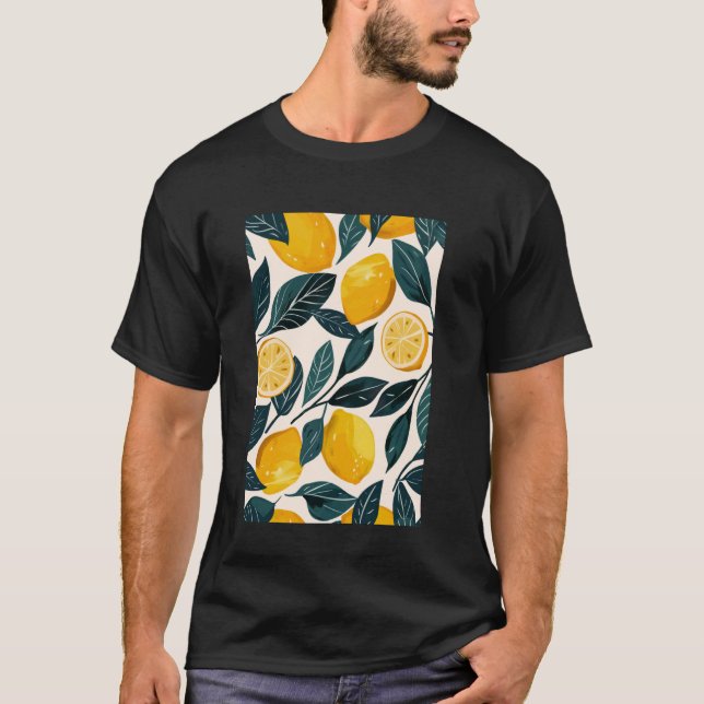 Lemon Pattern Art Minimalist Fruit T-Shirt (Front)
