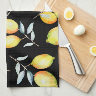 Lemon Pattern Black  Kitchen Towel