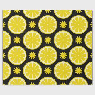 Lemon Pattern black Wrapping Paper