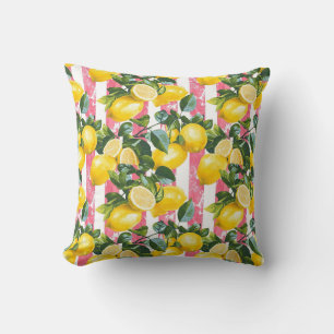 Lemon Pattern Botanical Throw Pillow