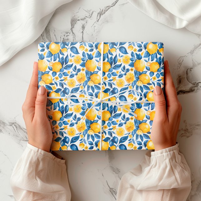 Lemon Pattern Citrus Fruit Tropical Summer Wrapping Paper (Creator Uploaded)