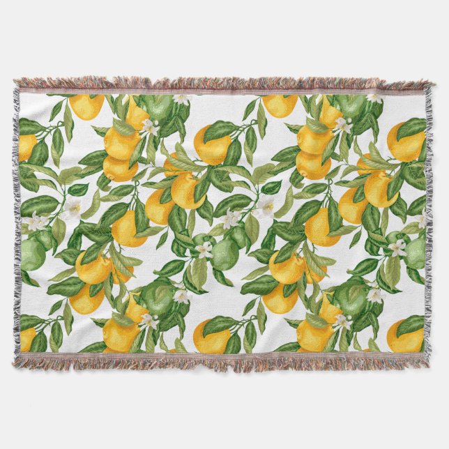 Lemon Pattern Decor Cover Throw Blanket (Front)