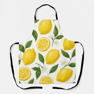 Lemon Pattern Design   Fresh Citrus Summer Print  Apron