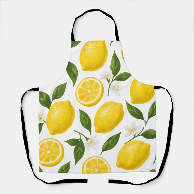 Lemon Pattern Design | Fresh Citrus Summer Print  Apron (Front)