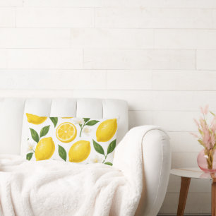 Lemon Pattern Design   Fresh Citrus Summer Print  Lumbar Pillow