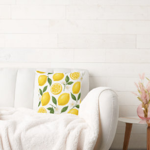 Lemon Pattern Design Fresh Citrus Summer Print Throw Pillow