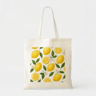 Lemon Pattern Design Fresh Citrus Summer Print Tote Bag