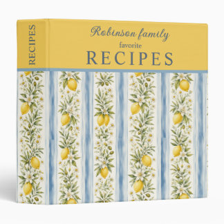 Lemon Pattern Family Favourite Recipes Binder