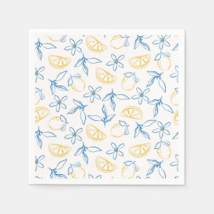 Lemon Pattern Hand Drawn Paper Napkins