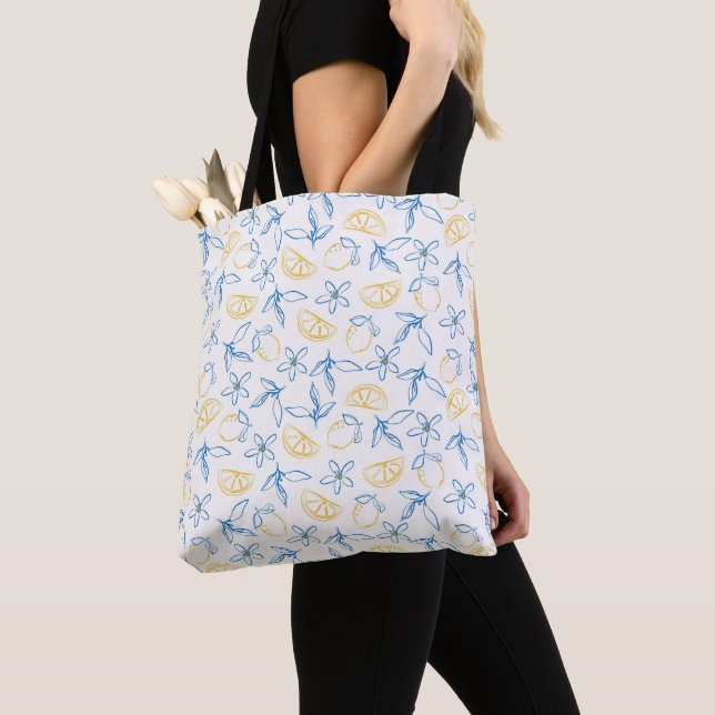Lemon Pattern Hand Drawn - Tote Bag (Close Up)