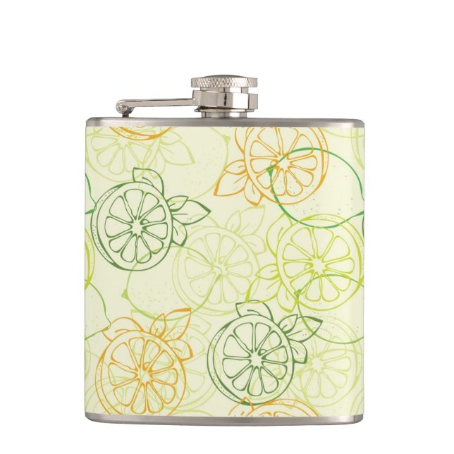 Lemon Pattern Hip Flask (Front)