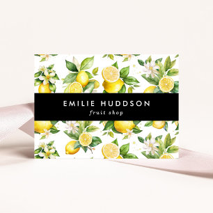 Lemon Pattern, Lemon Flowers, Citrus, Fruit Shop Business Card