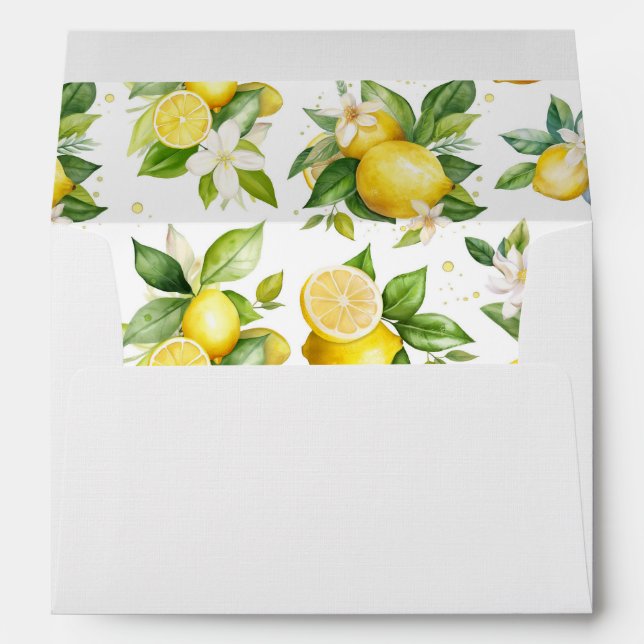 Lemon Pattern, Lemon Flowers, Leaves, Citrus Envelope (Back (Bottom))