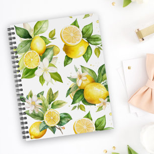 Lemon Pattern, Lemon Flowers, Leaves, Citrus Planner