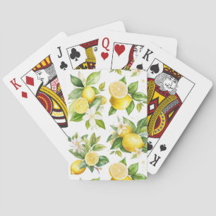 Lemon Pattern, Lemon Flowers, Leaves, Citrus Playing Cards