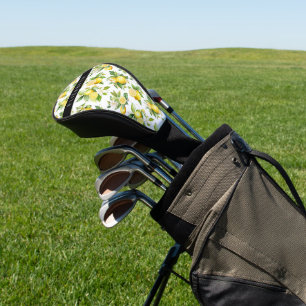Lemon Pattern, Lemon Flowers, Leaves, Your Name Golf Head Cover