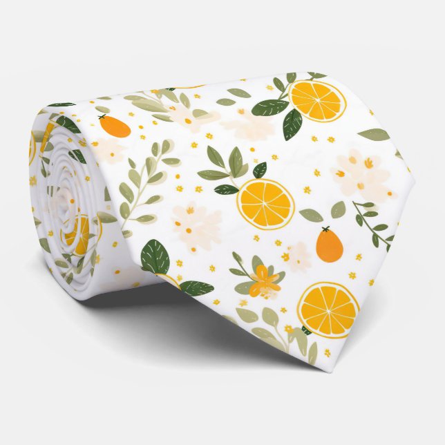 Lemon Pattern Men's Necktie  (Rolled)