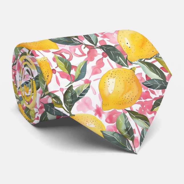 Lemon Pattern Men's Necktie  (Rolled)