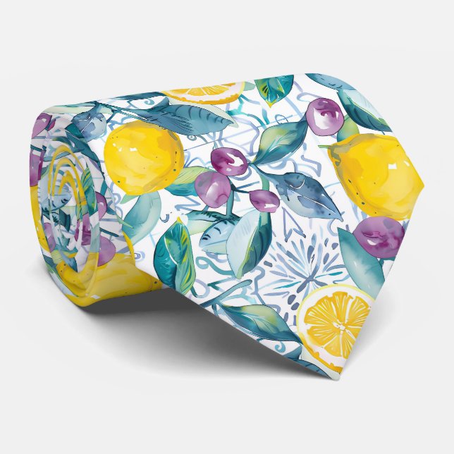 Lemon Pattern Men's Necktie  (Rolled)