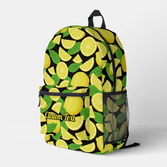 Lemon Pattern Printed Backpack (Back Corner Right)