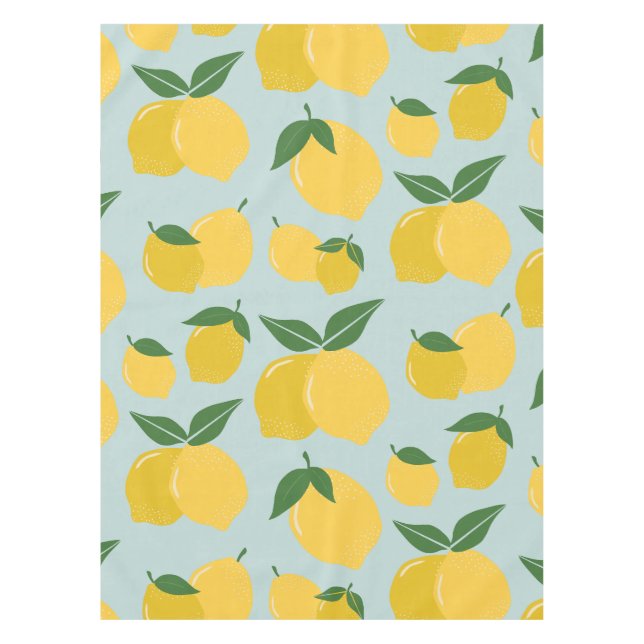 Lemon Pattern Retro Fruit Yellow On Green Tablecloth (Front)