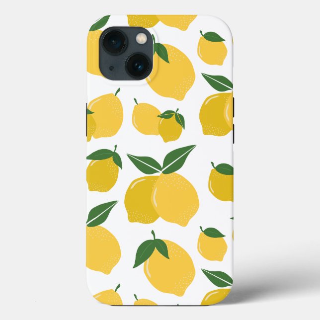 Lemon Pattern Retro Fruit Yellow On White Case-Mate iPhone Case (Back)