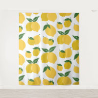 Lemon Pattern Retro Fruit Yellow On White