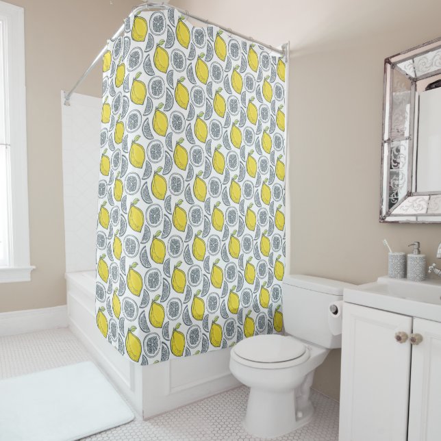 Lemon Pattern shower curtain (In Situ)