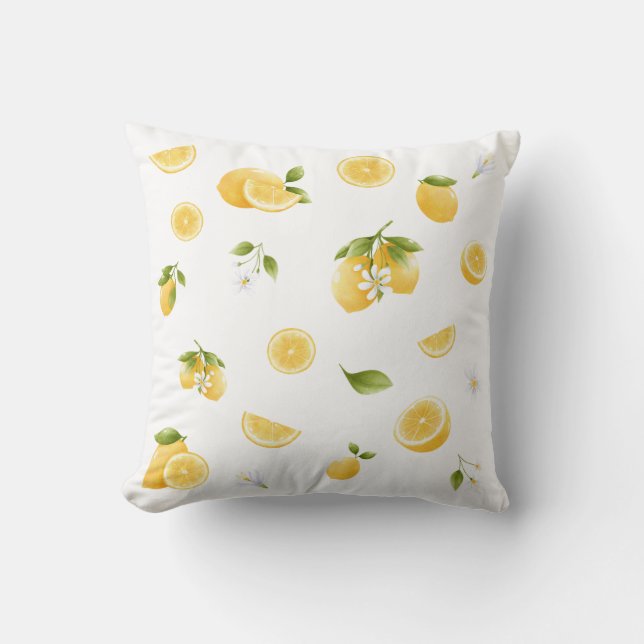 Lemon Pattern Throw Pillow (Front)