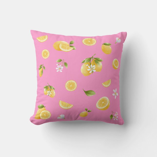 Lemon Pattern Throw Pillow (Front)