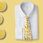 Lemon Pattern Tie<br><div class="desc">A neck tie with a slice,  half-slice and full lemon pattern,  for citrus lovers. It could add a fresh touch when you go to work!</div>