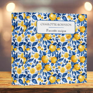 Lemon Pattern Tropical Fruit Personalized Name Binder