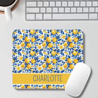 Lemon Pattern Tropical Fruit Personalized Name Mouse Pad