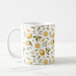 Lemon Pattern Watercolor Coffee Mug
