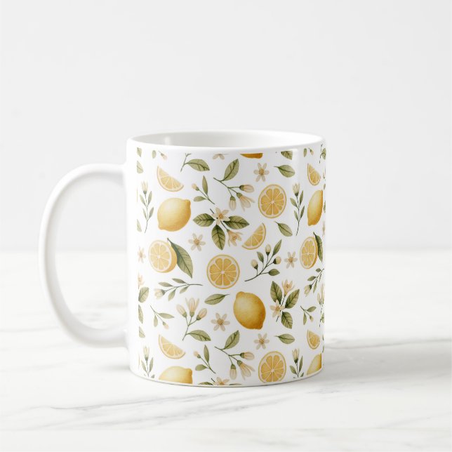 Lemon Pattern Watercolor Coffee Mug (Left)