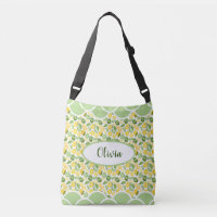 Lemon Pattern Watercolor Name Green Scallops