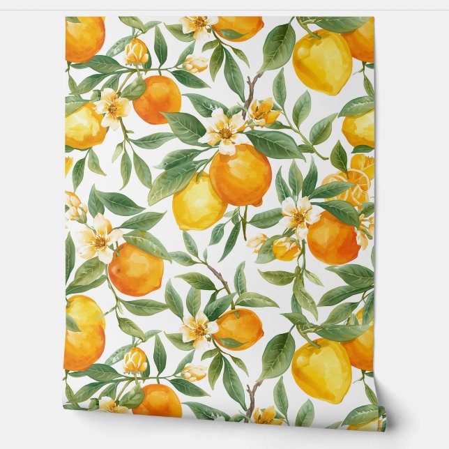 Lemon Patterned Wallpaper  (Unrolling)