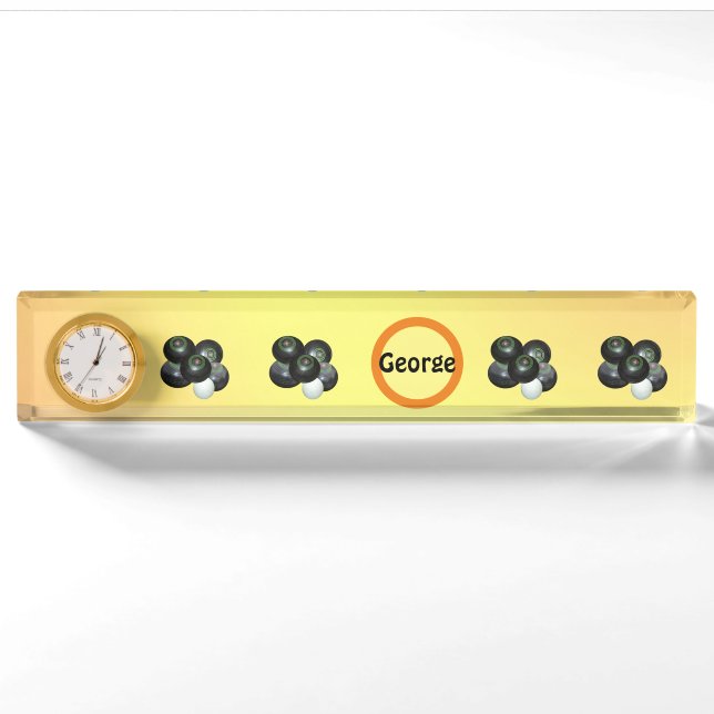Lemon Peach Lawn Bowls, Desk Nameplate (Front)