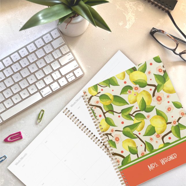 Lemon Personalized Name Floral Teacher  Planner (Creator Uploaded)