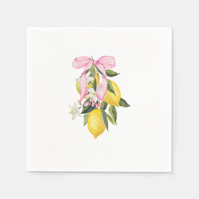 Lemon Pink Bow La Dolce Vita Baby Shower Napkin (Front)
