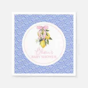 Lemon Pink Bow La Dolce Vita Baby Shower Napkin