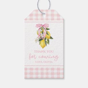 Lemon Pink Bow preppy baby shower Gift Tags