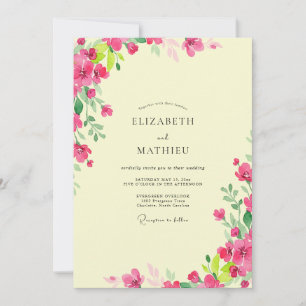 Lemon Pink Peony Wedding Invitation