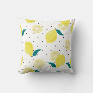 Lemon Polka Dot Throw Pillow Cover