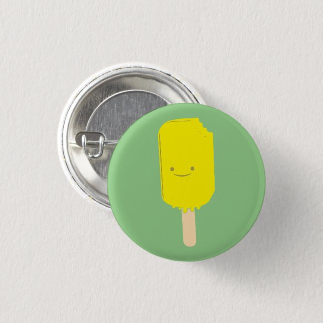 Lemon Popsicle Cartoon Drawing 1 Inch Round Button (Front & Back)