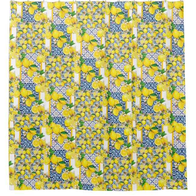 Lemon Portuguese Azulejo Mediterranean Santorini   (Front)