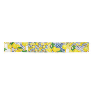 Lemon Portuguese Azulejo Mediterranean Santorini Satin Ribbon